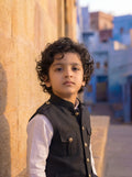 Kids' Hunting Jacket – 4-Pocket Black - Jaipuri Crown