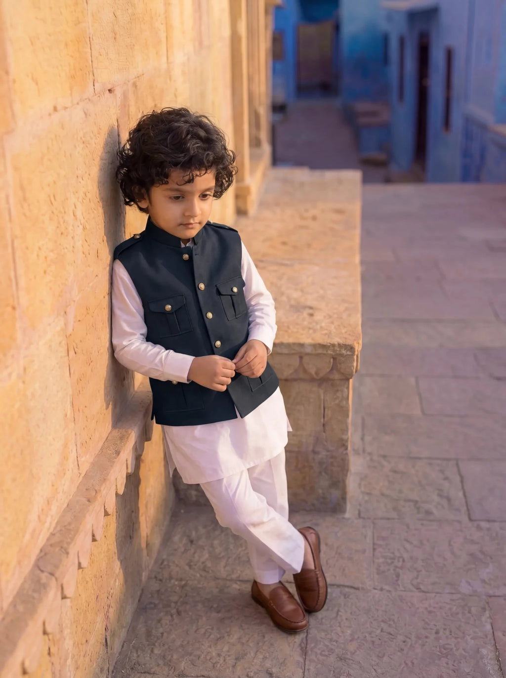 Kids' Hunting Jacket – 4-Pocket Black - Jaipuri Crown