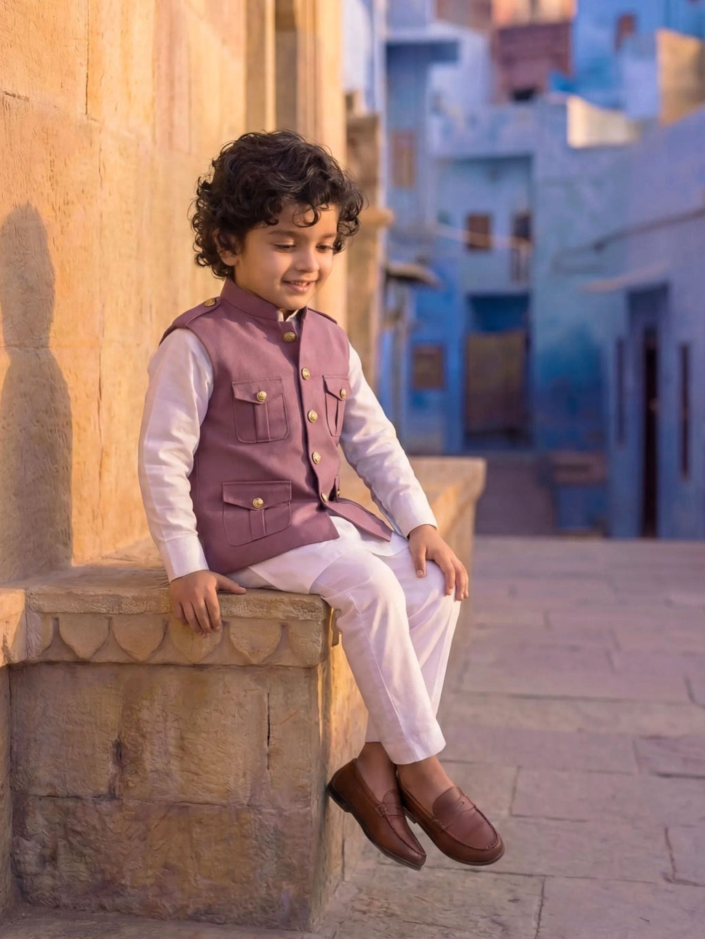 Kids' Hunting Jacket – 4-Pocket Dusty Rose - Jaipuri Crown
