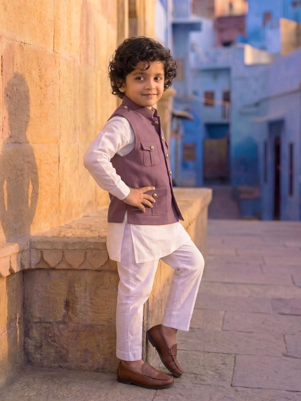 Kids' Hunting Jacket – 4-Pocket Dusty Rose - Jaipuri Crown