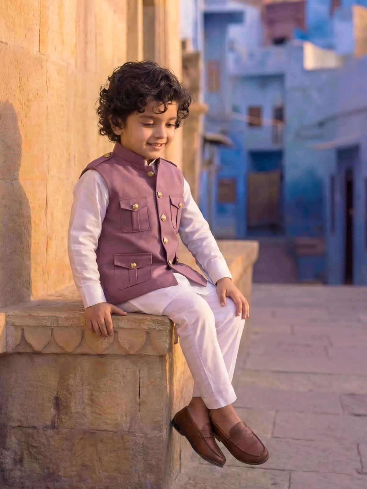 Kids' Hunting Jacket – 4-Pocket Dusty Rose - Jaipuri Crown