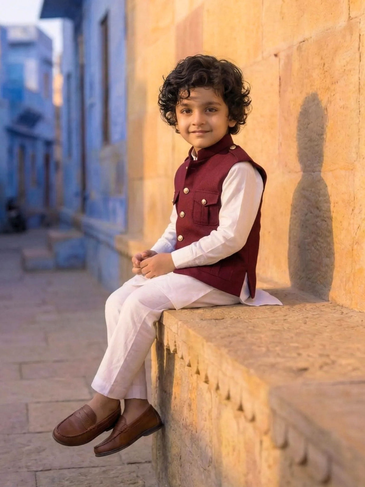 Kids' Hunting Jacket – 4-Pocket Maroon - Jaipuri Crown