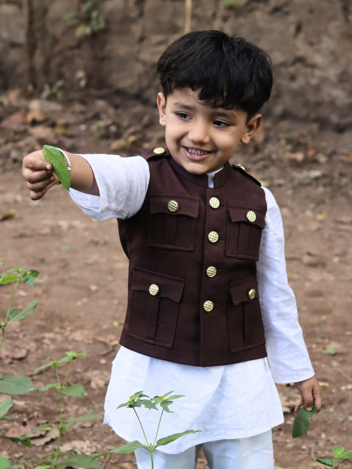 Kid's Hunting Jacket - Coffee - Jaipuri Crown