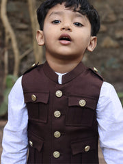 Kid's Hunting Jacket - Coffee - Jaipuri Crown