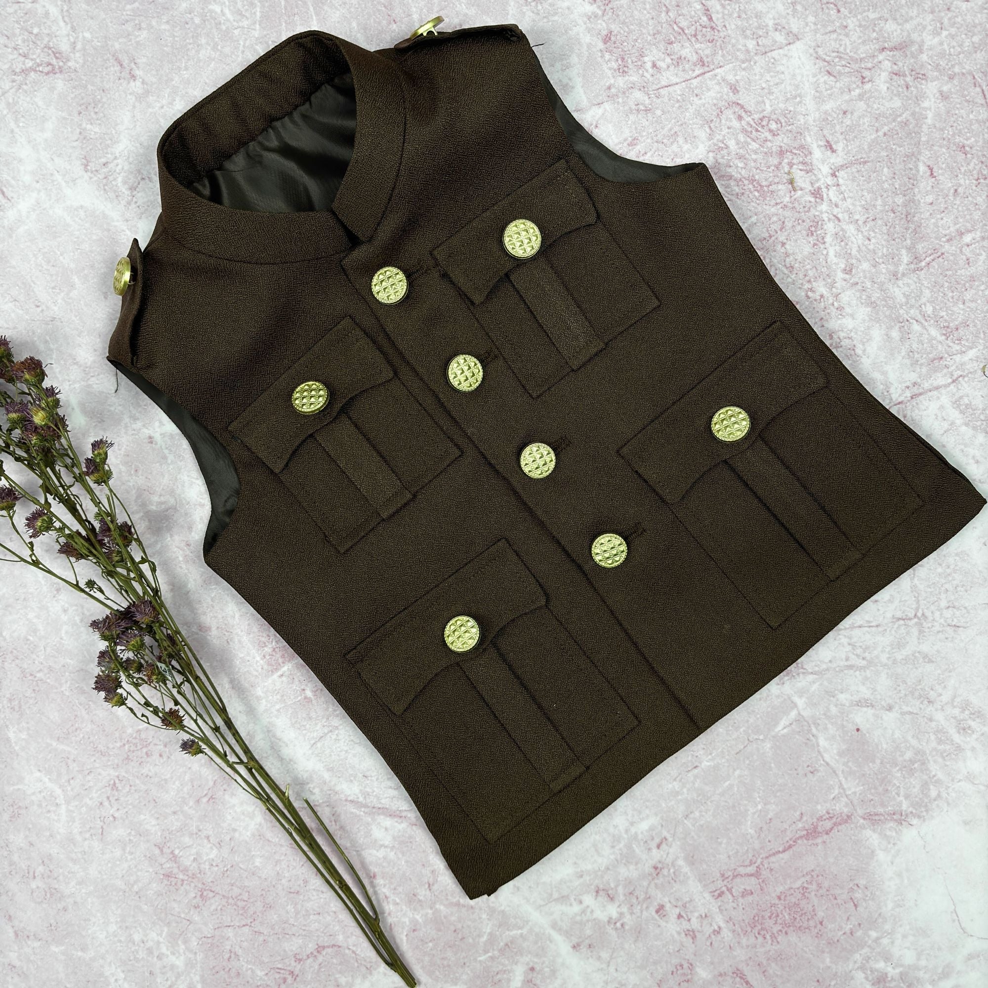 Kid's Hunting Jacket - Coffee - Jaipuri Crown