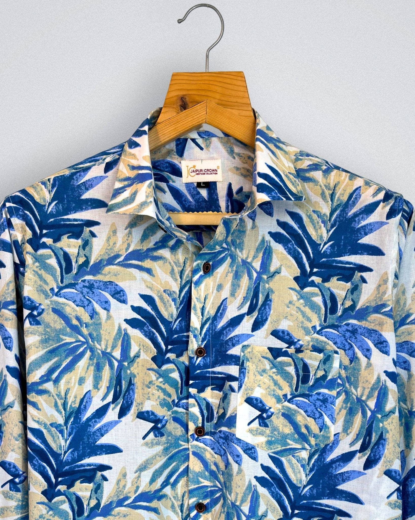 Lagoon Leaves - Pure Cotton Shirt - Jaipuri Crown