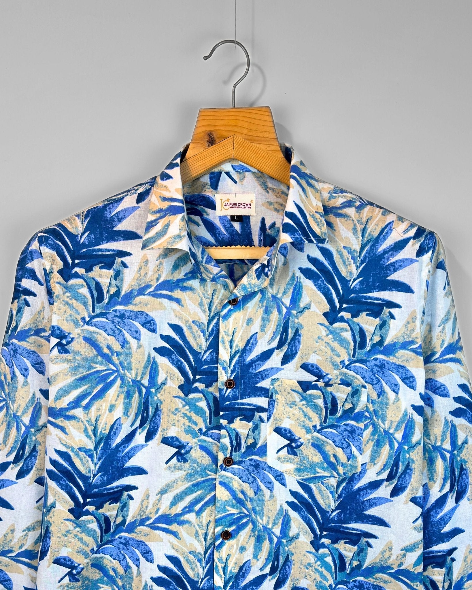 Lagoon Leaves - Pure Cotton Shirt - Jaipuri Crown