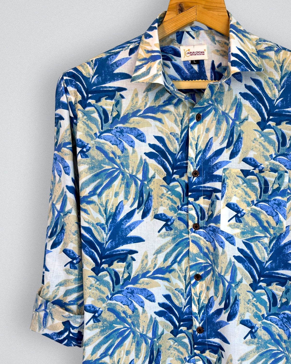 Lagoon Leaves - Pure Cotton Shirt - Jaipuri Crown