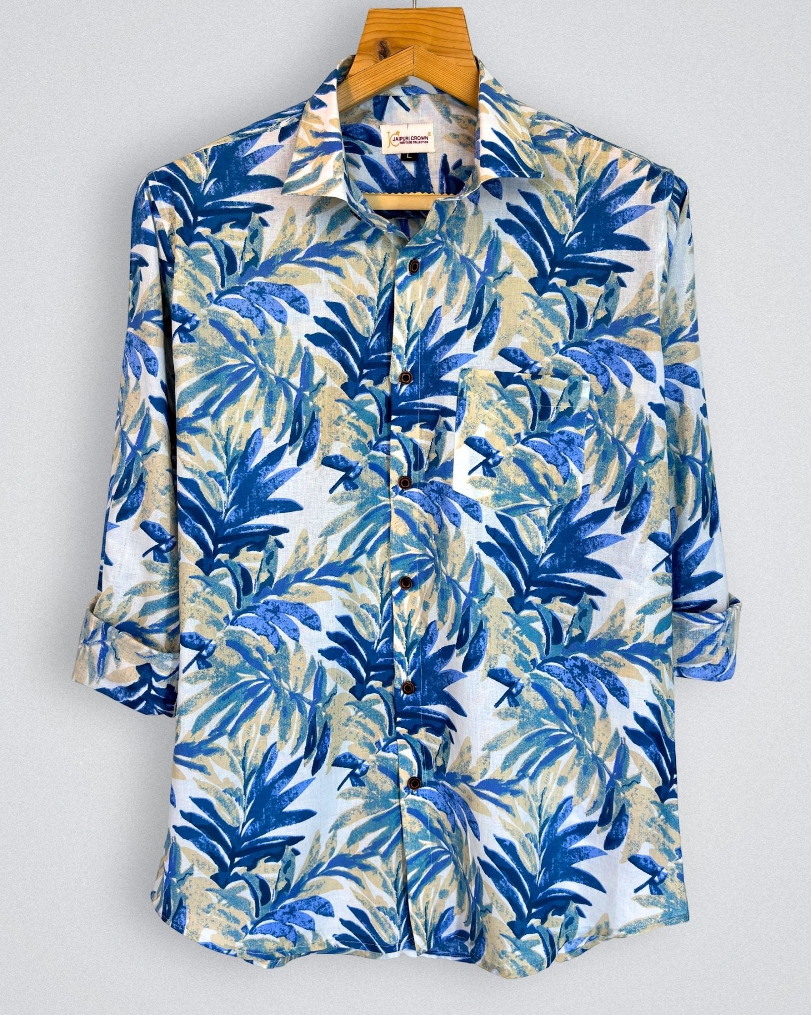 Lagoon Leaves - Pure Cotton Shirt - Jaipuri Crown