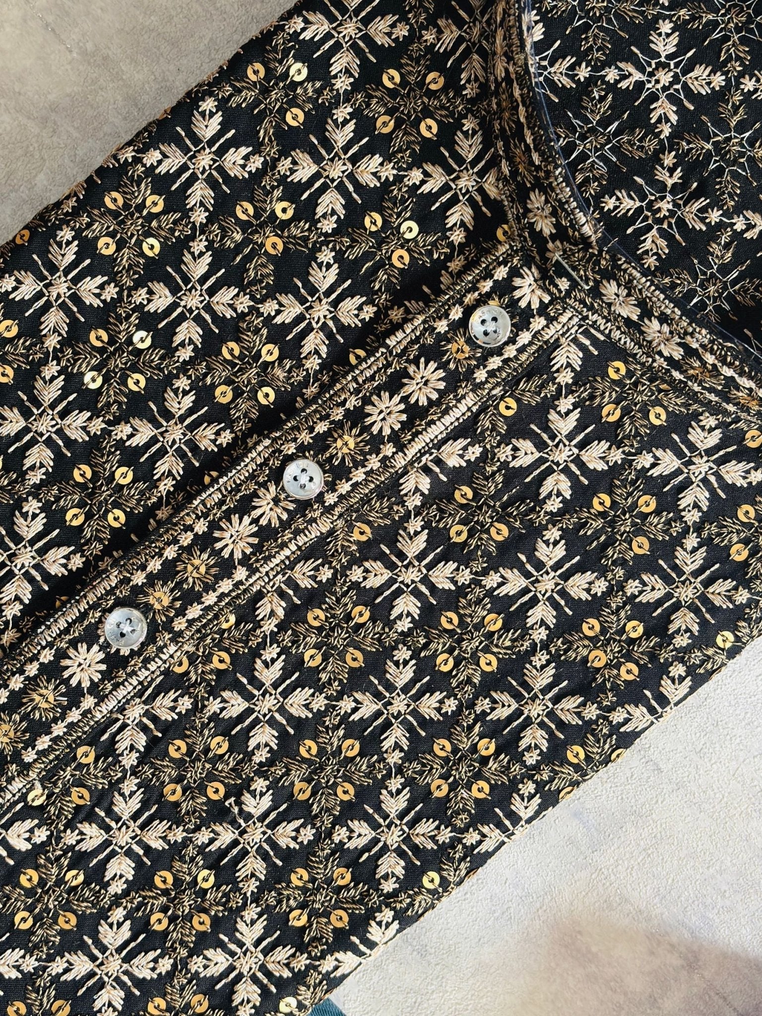 Lakhnavi kurta - Black - Jaipuri Crown