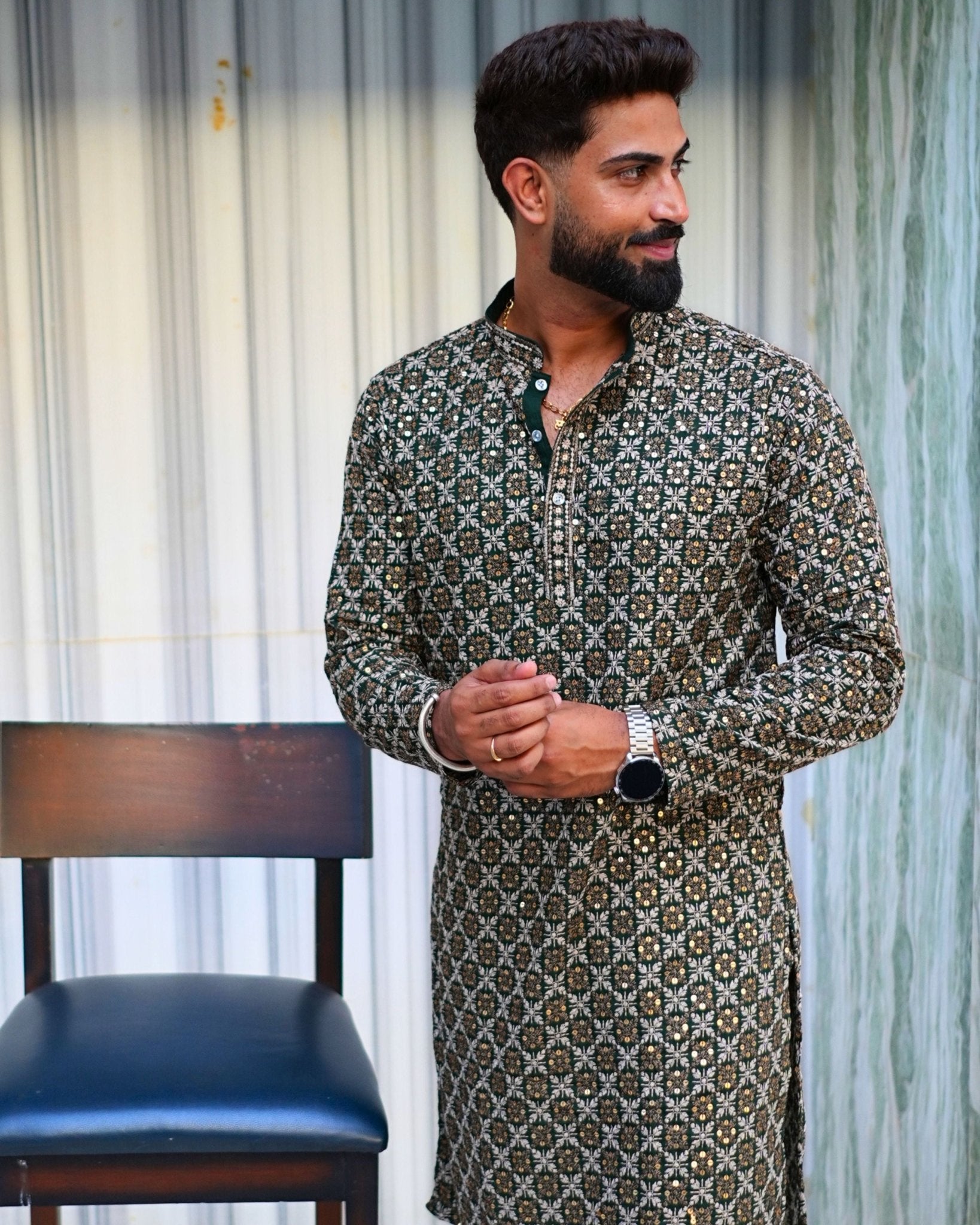 Lakhnavi kurta - Green - Jaipuri Crown