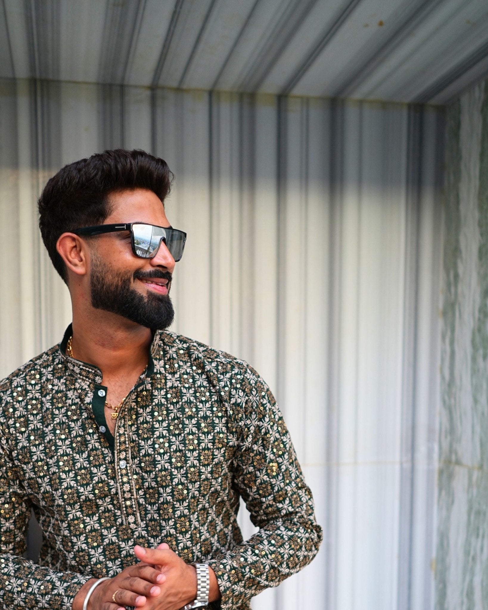 Lakhnavi kurta - Green - Jaipuri Crown