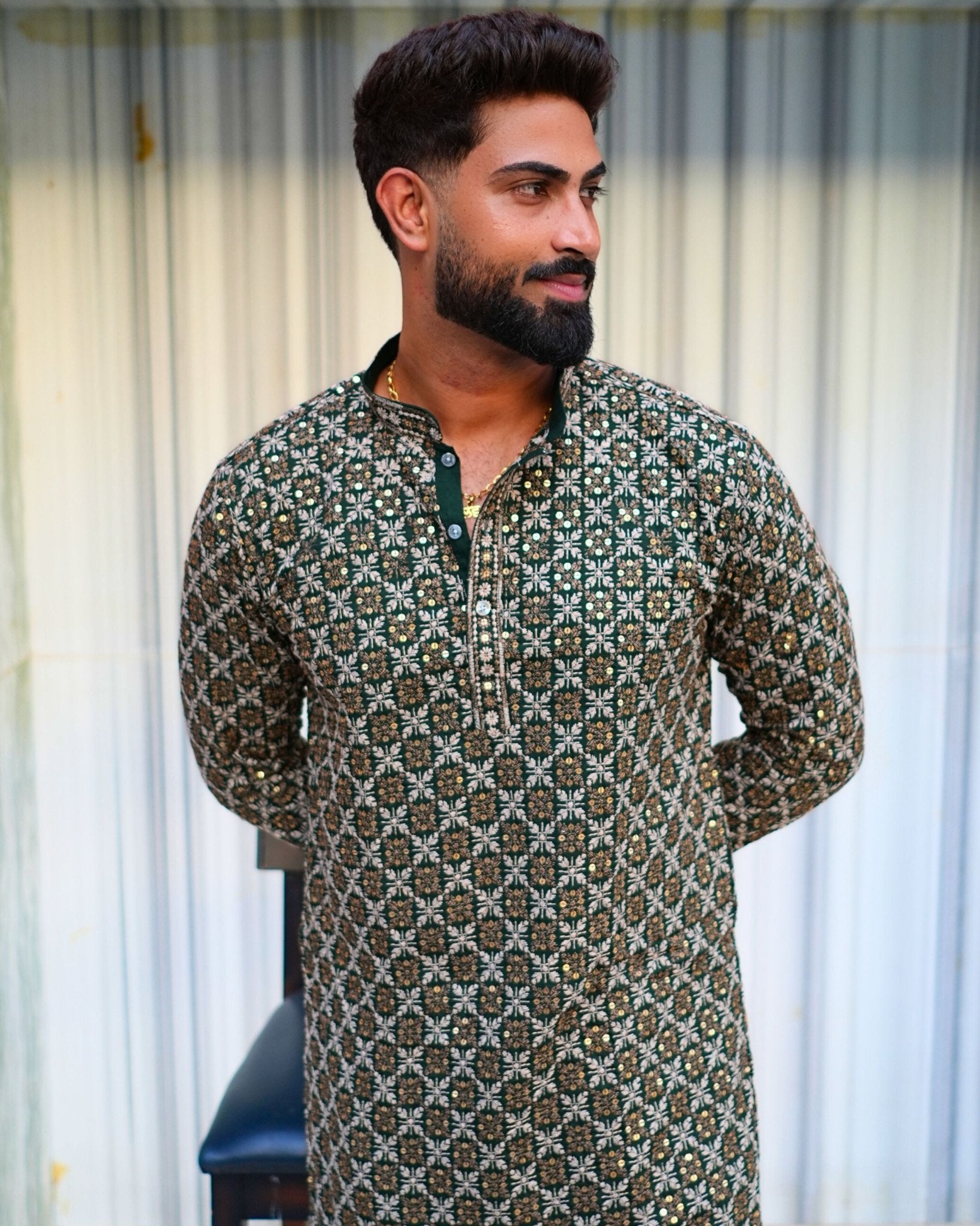 Lakhnavi kurta - Green - Jaipuri Crown