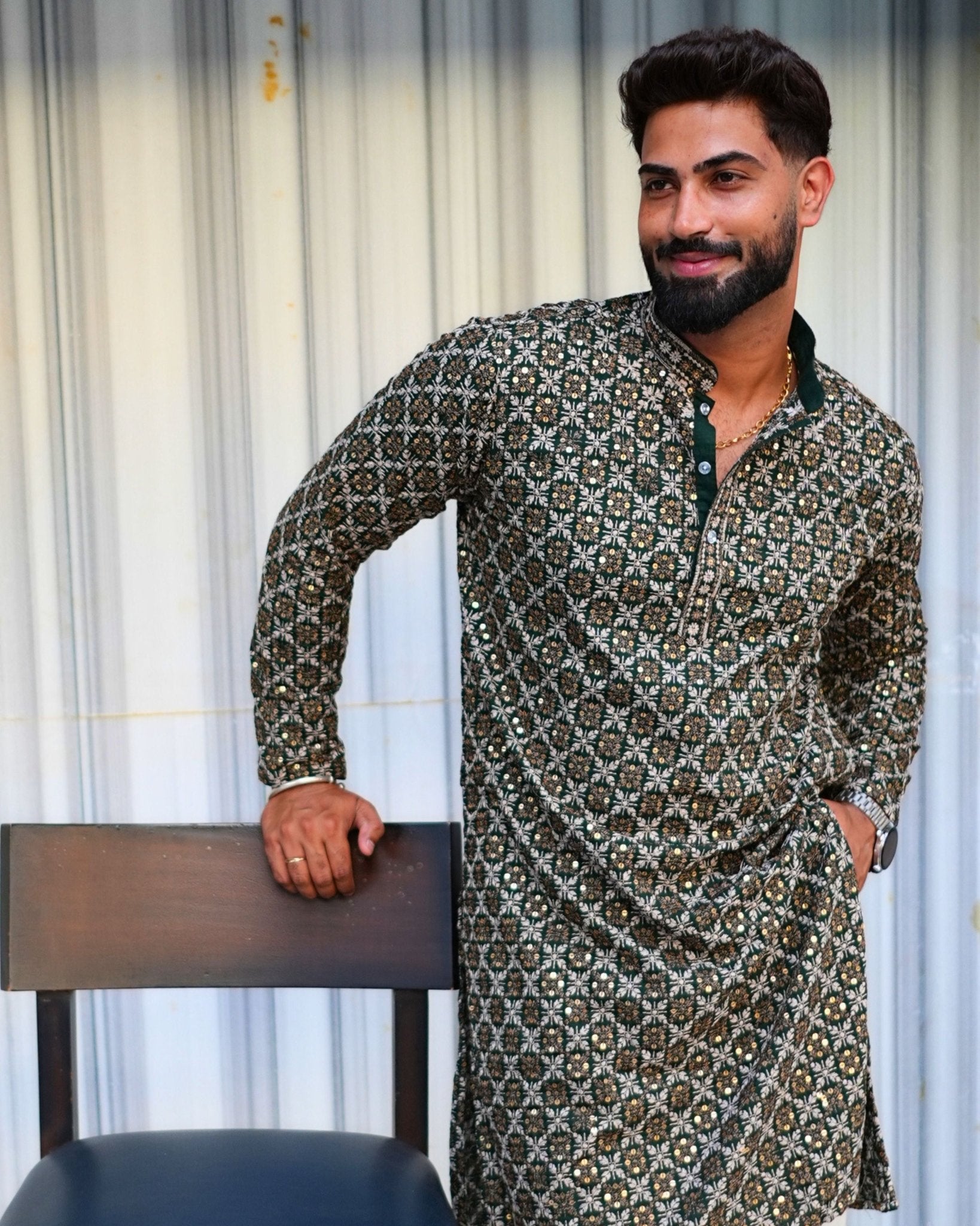 Lakhnavi kurta - Green - Jaipuri Crown