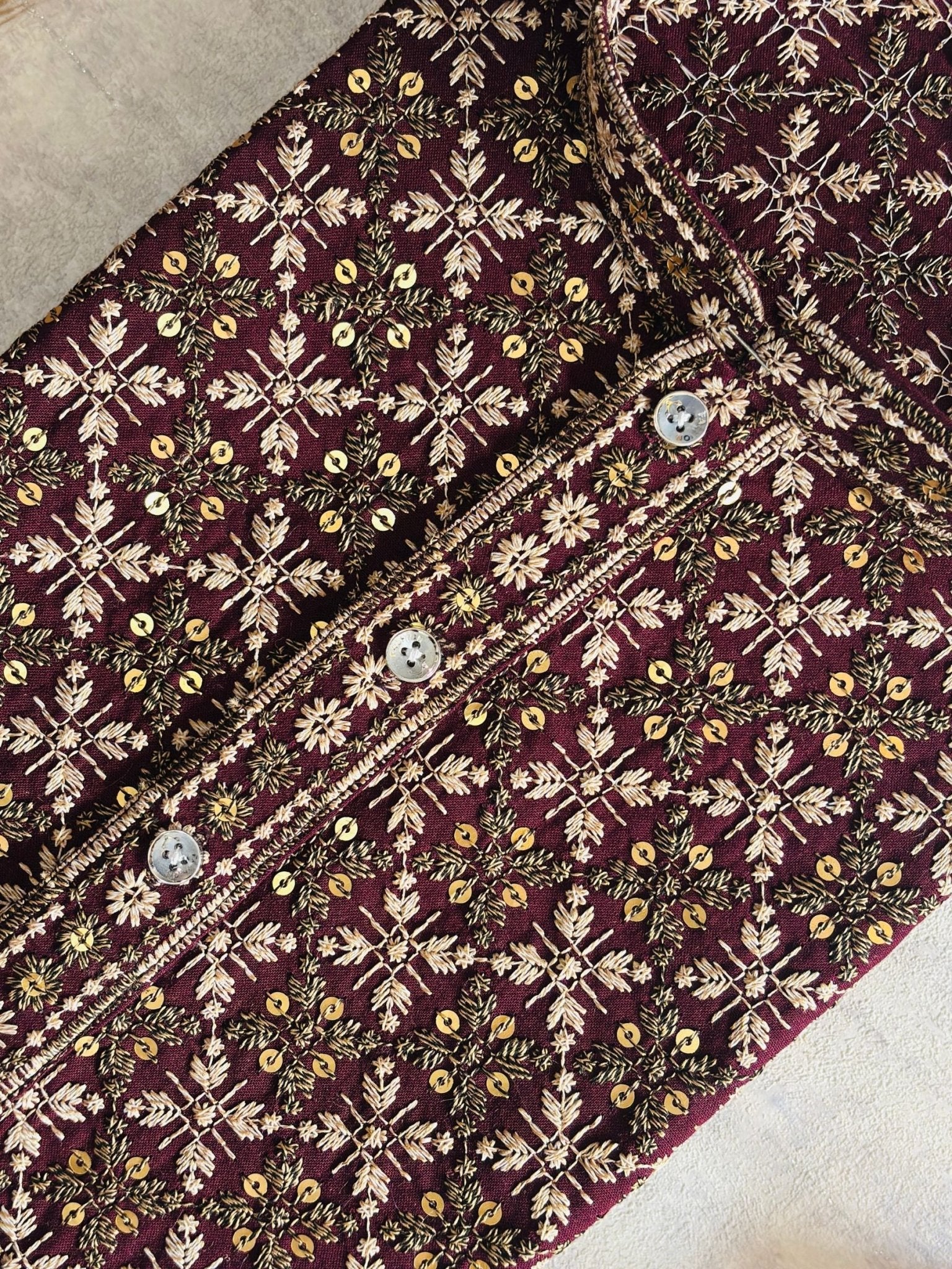 Lakhnavi kurta - Maroon - Jaipuri Crown