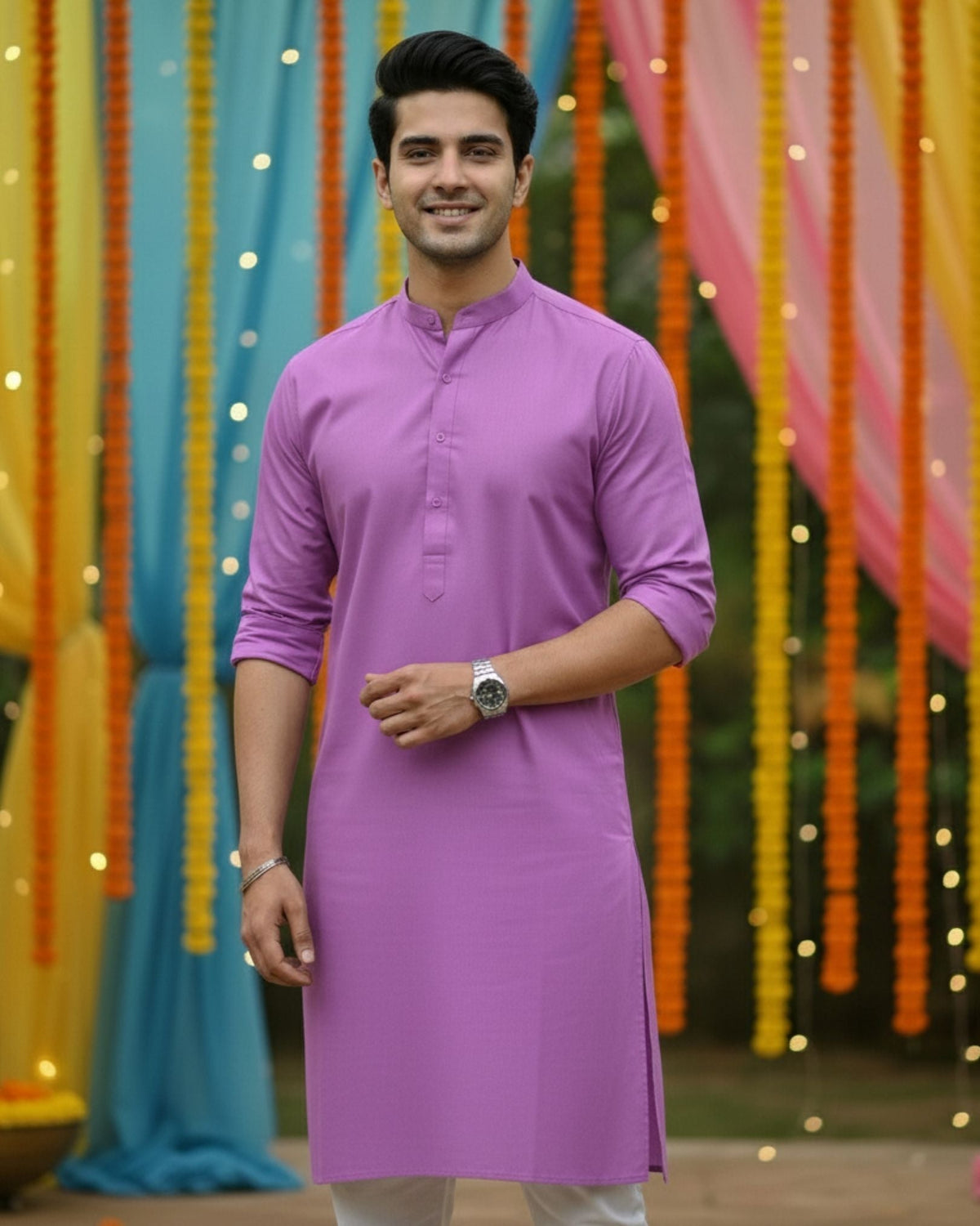 Lavender Bliss – Solid Pastel Kurta (Full Sleeves) - Jaipuri Crown