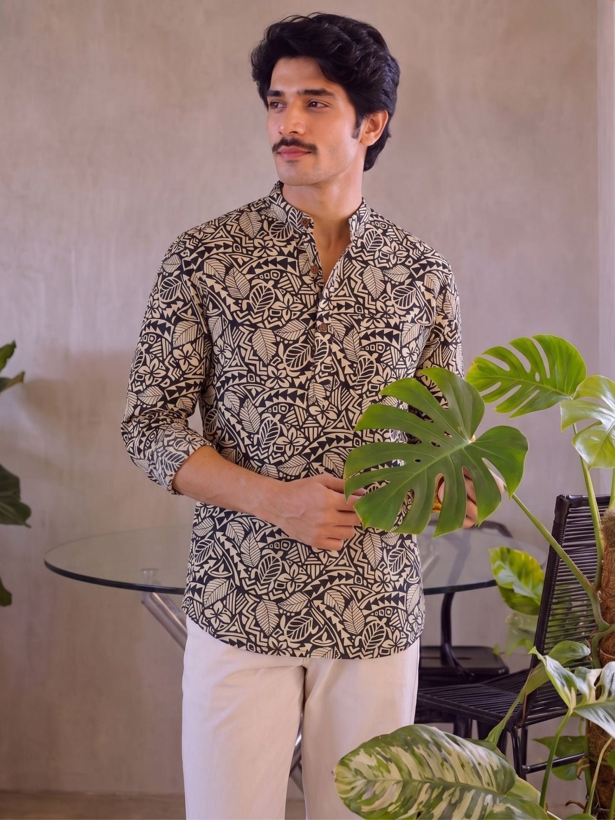 Leafy Vibes – Printed Cotton Short Kurta - Jaipuri Crown