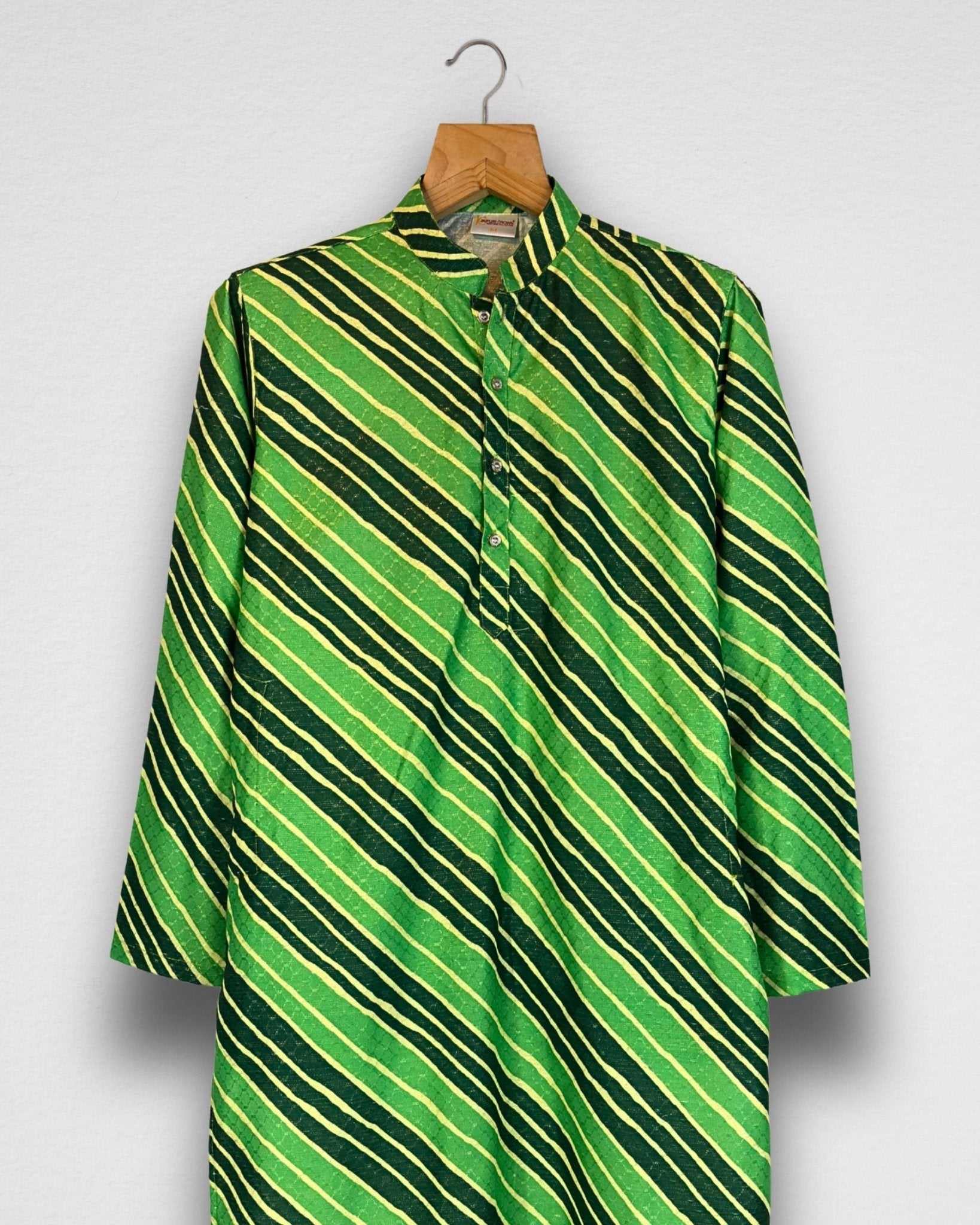 Leheriya Men's Long Kurta with Zari Work - Jaipuri Crown