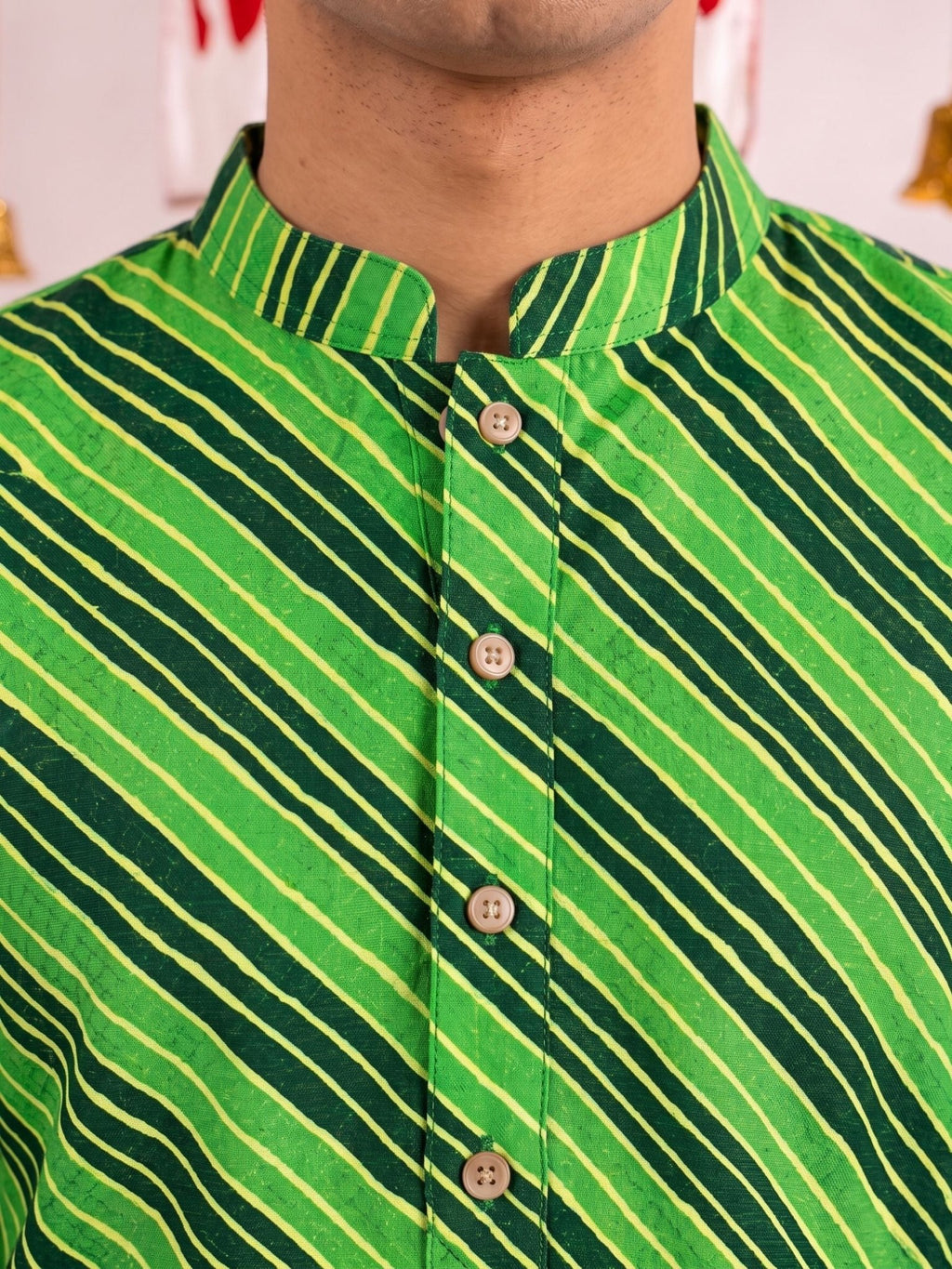 Leheriya Men's Long Kurta with Zari Work - Jaipuri Crown