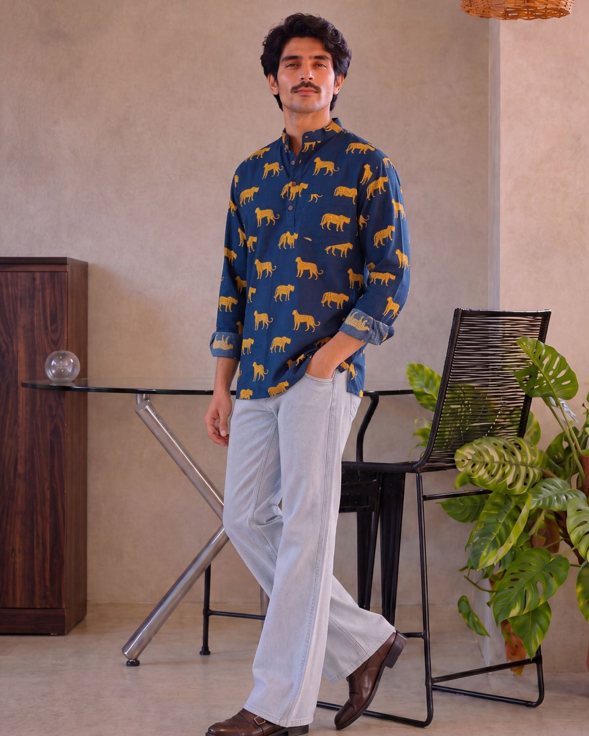 Leopard Roar – Printed Cotton Short Kurta - Jaipuri Crown