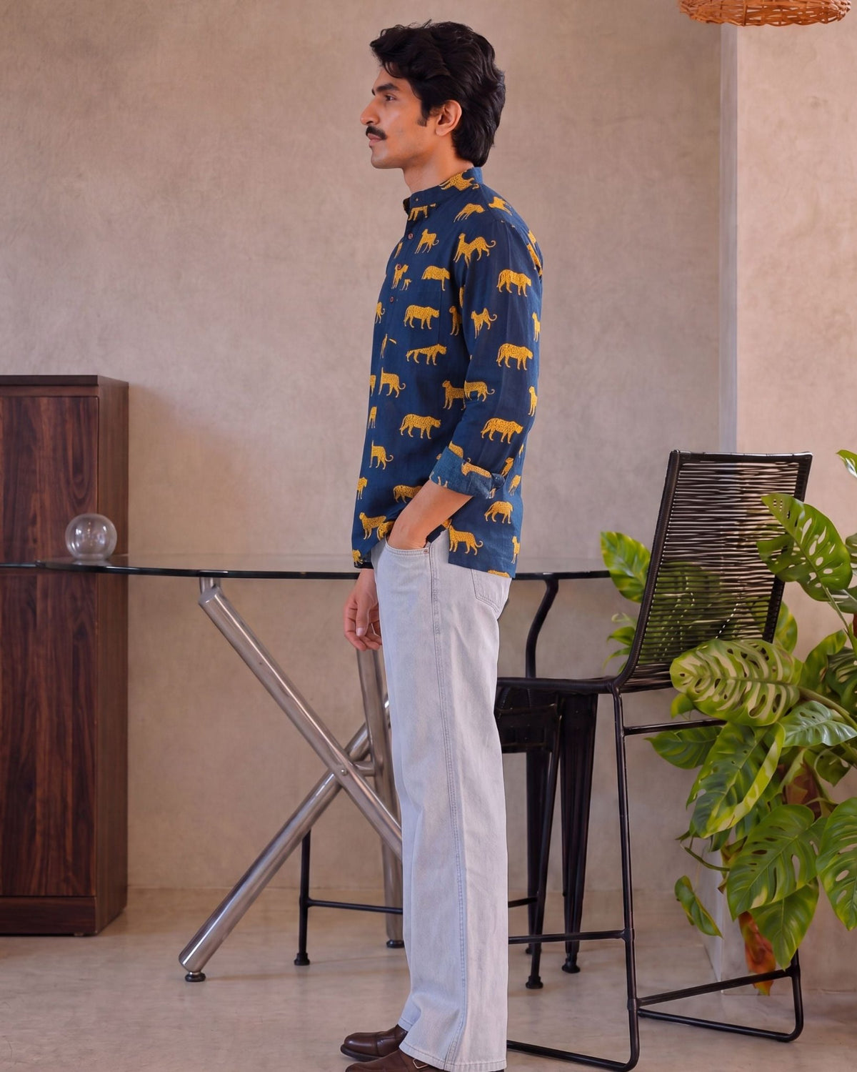 Leopard Roar – Printed Cotton Short Kurta - Jaipuri Crown