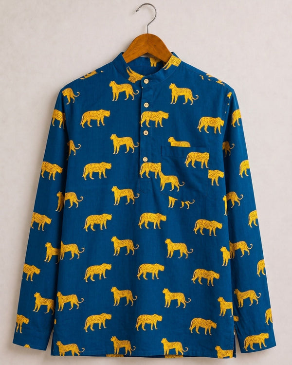 Leopard Roar – Printed Cotton Short Kurta - Jaipuri Crown