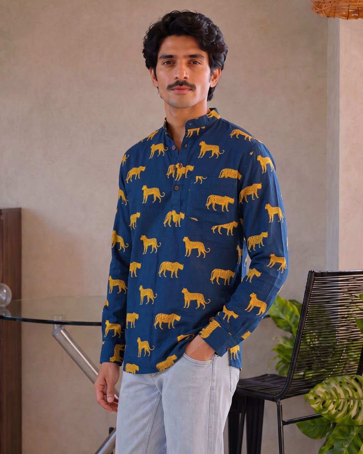 Leopard Roar – Printed Cotton Short Kurta - Jaipuri Crown