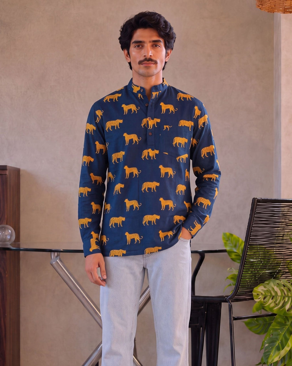 Leopard Roar – Printed Cotton Short Kurta - Jaipuri Crown