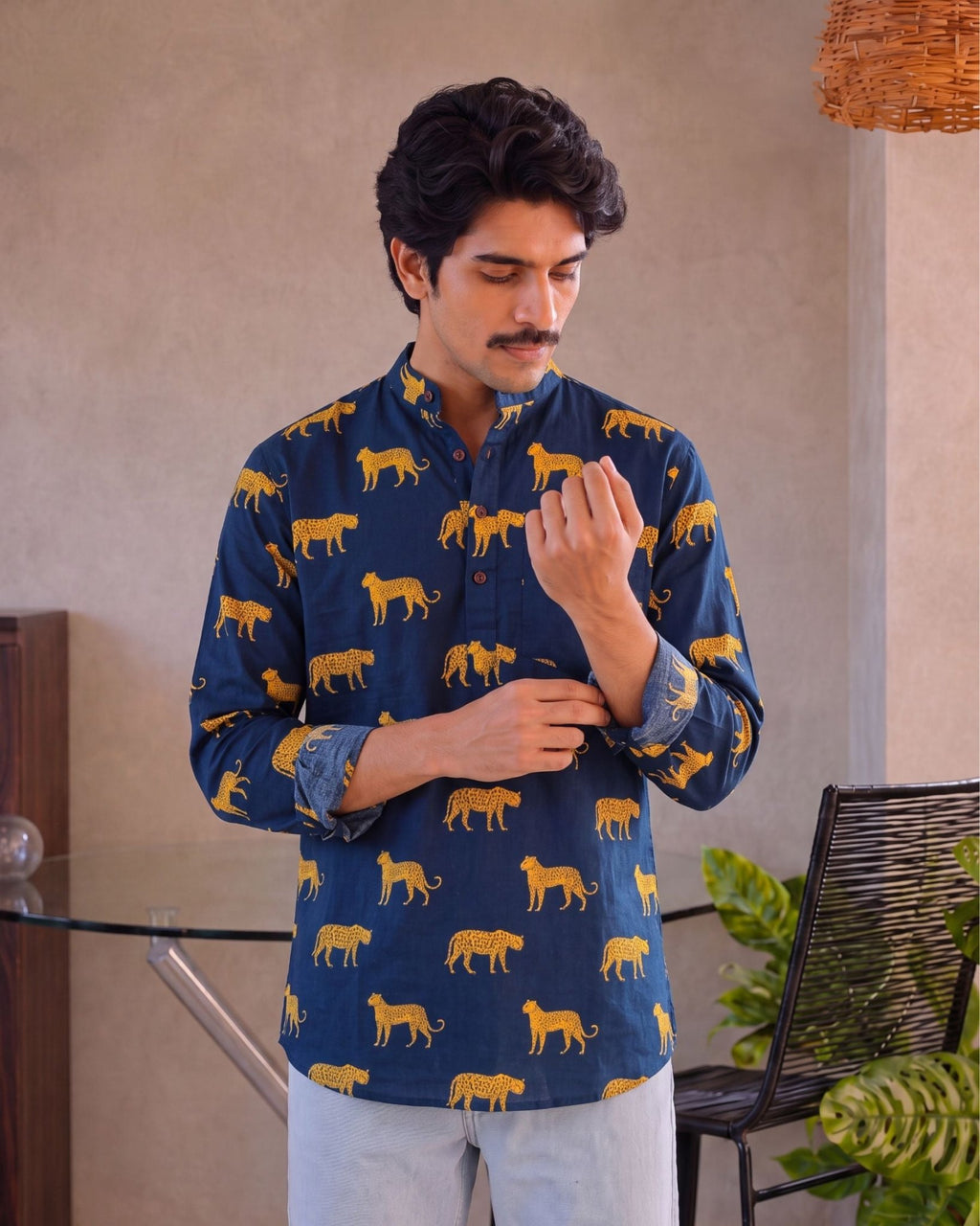 Leopard Roar – Printed Cotton Short Kurta - Jaipuri Crown