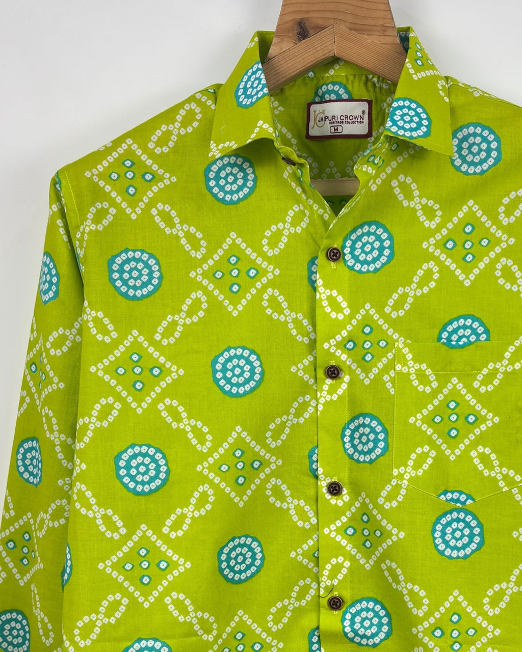 Lime Delight – Printed Cotton Full Sleeve Shirt - Jaipuri Crown
