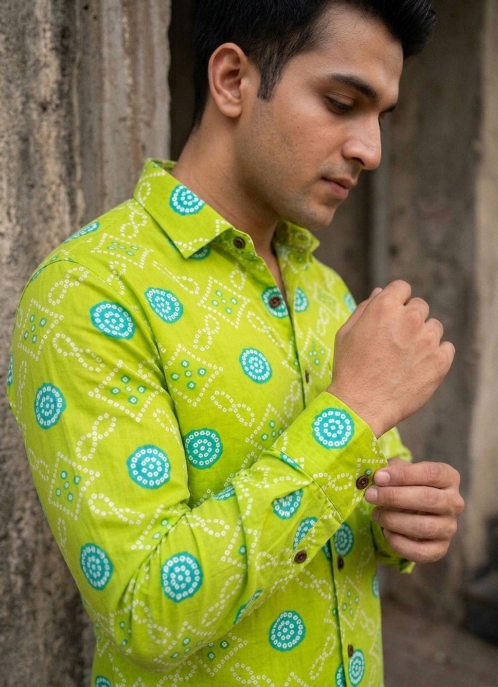 Lime Delight – Printed Cotton Full Sleeve Shirt - Jaipuri Crown