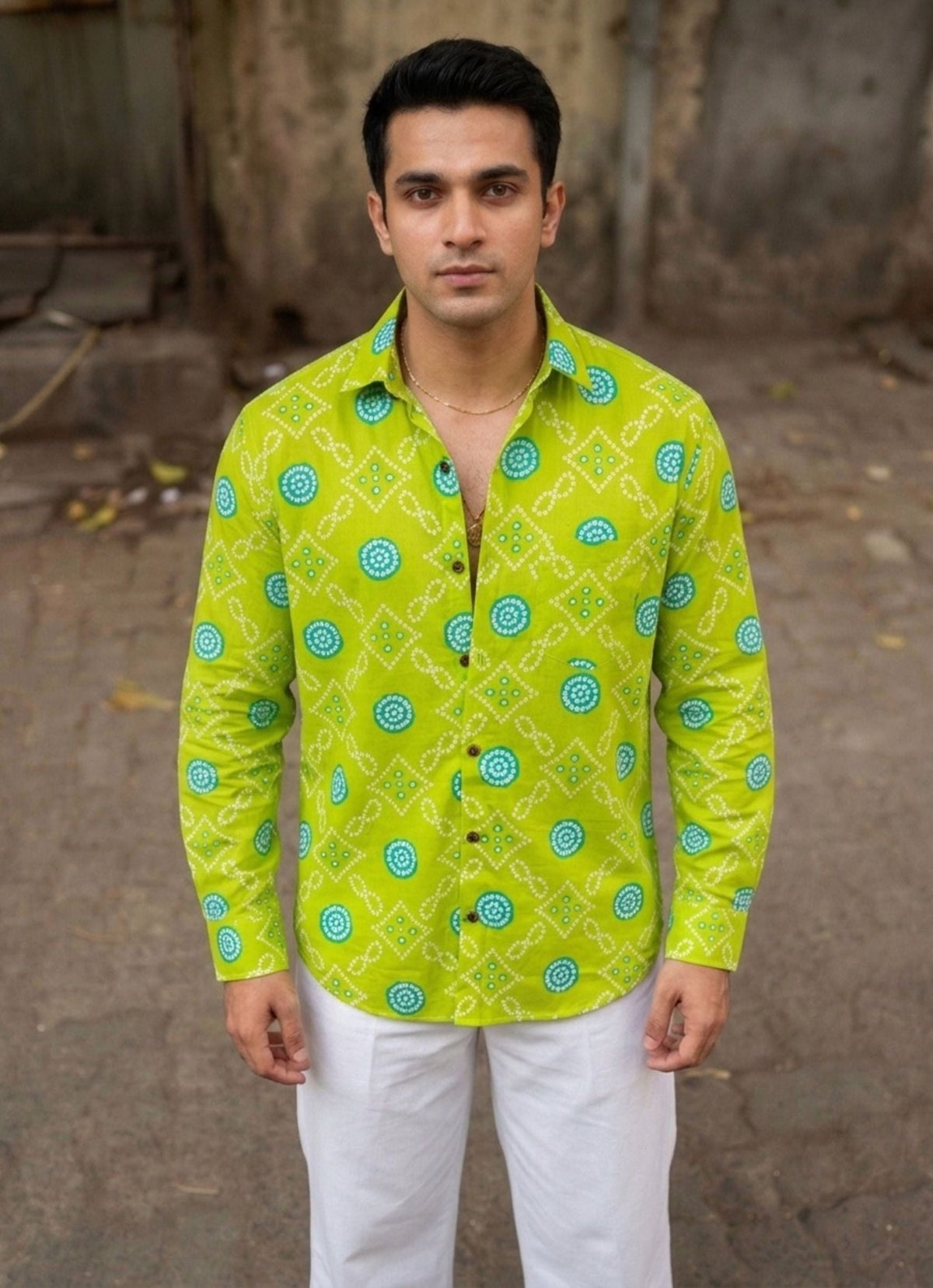 Lime Delight – Printed Cotton Full Sleeve Shirt - Jaipuri Crown