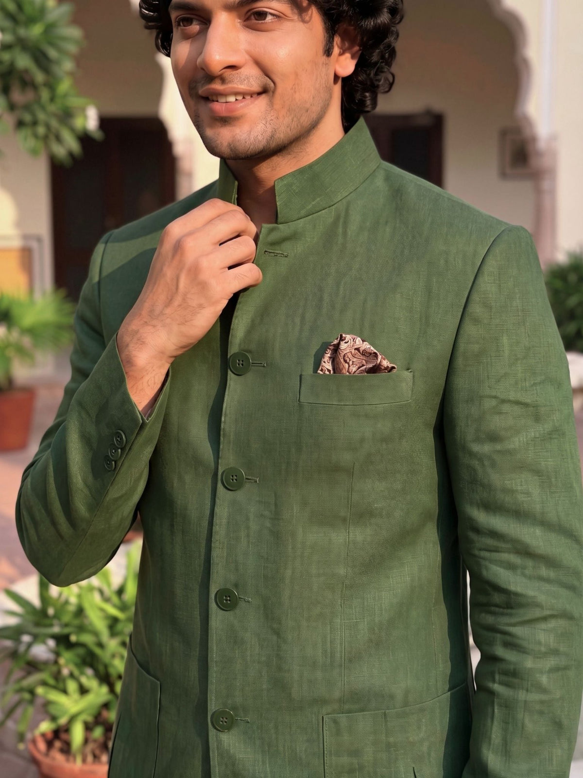 Linen Jodhpuri Bandhgala - Jaipuri Crown