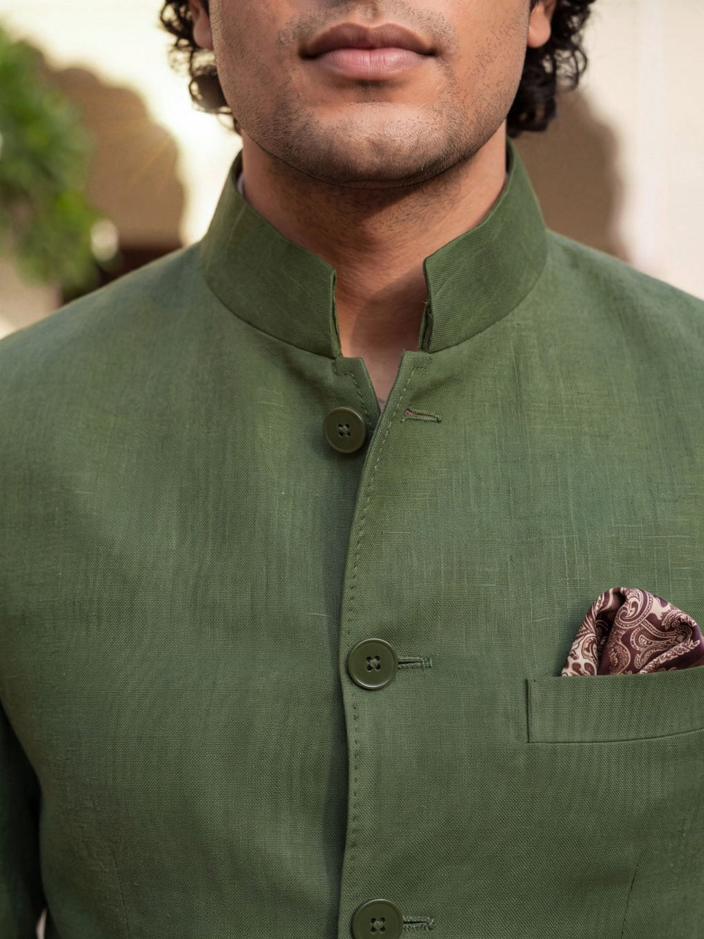 Linen Jodhpuri Bandhgala - Jaipuri Crown