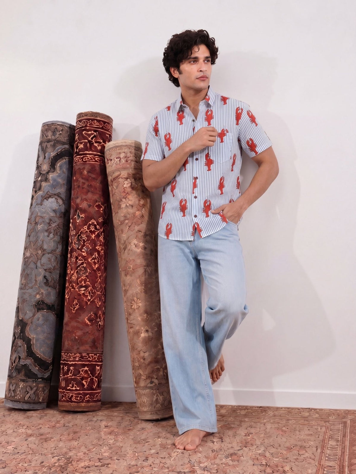 Lobster Dance – Printed Cotton Half Sleeve Shirt - Jaipuri Crown