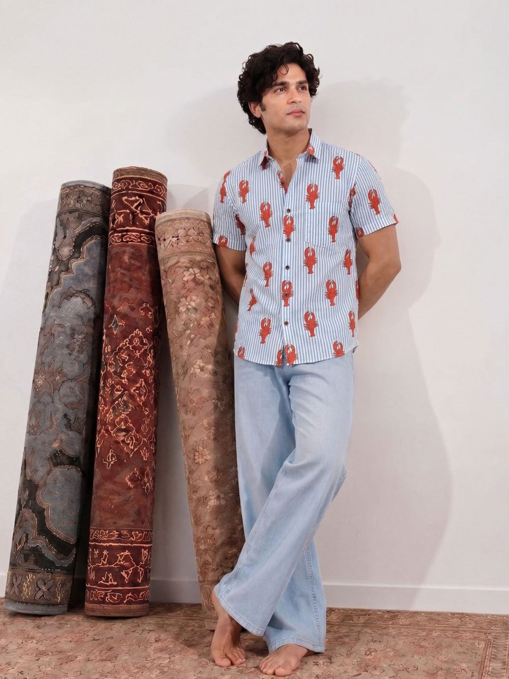 Lobster Dance – Printed Cotton Half Sleeve Shirt - Jaipuri Crown