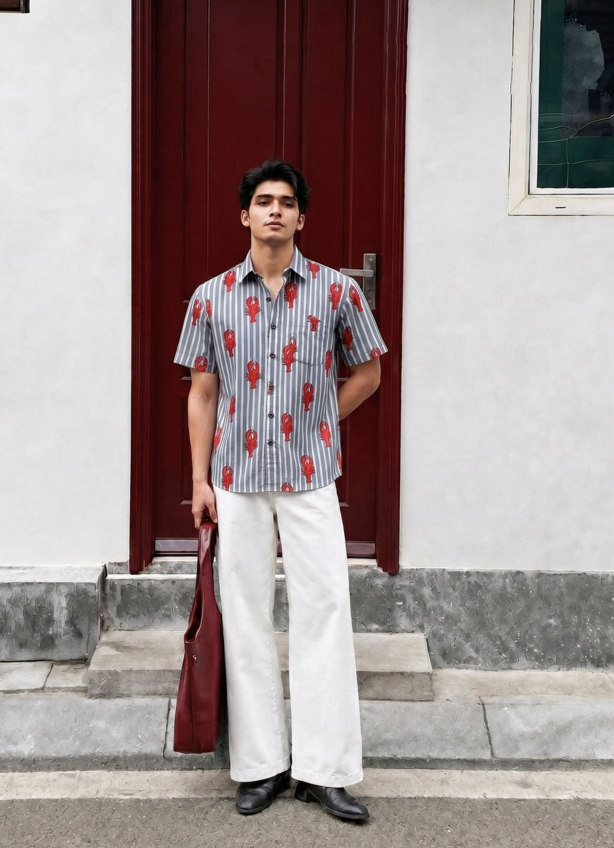 Lobster Love – Printed Cotton Half Sleeve Shirt - Jaipuri Crown