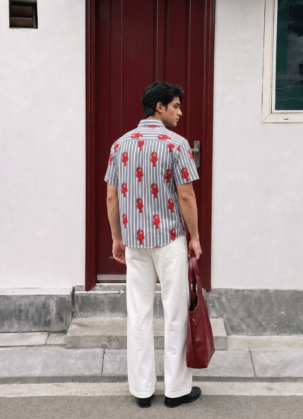 Lobster Love – Printed Cotton Half Sleeve Shirt - Jaipuri Crown