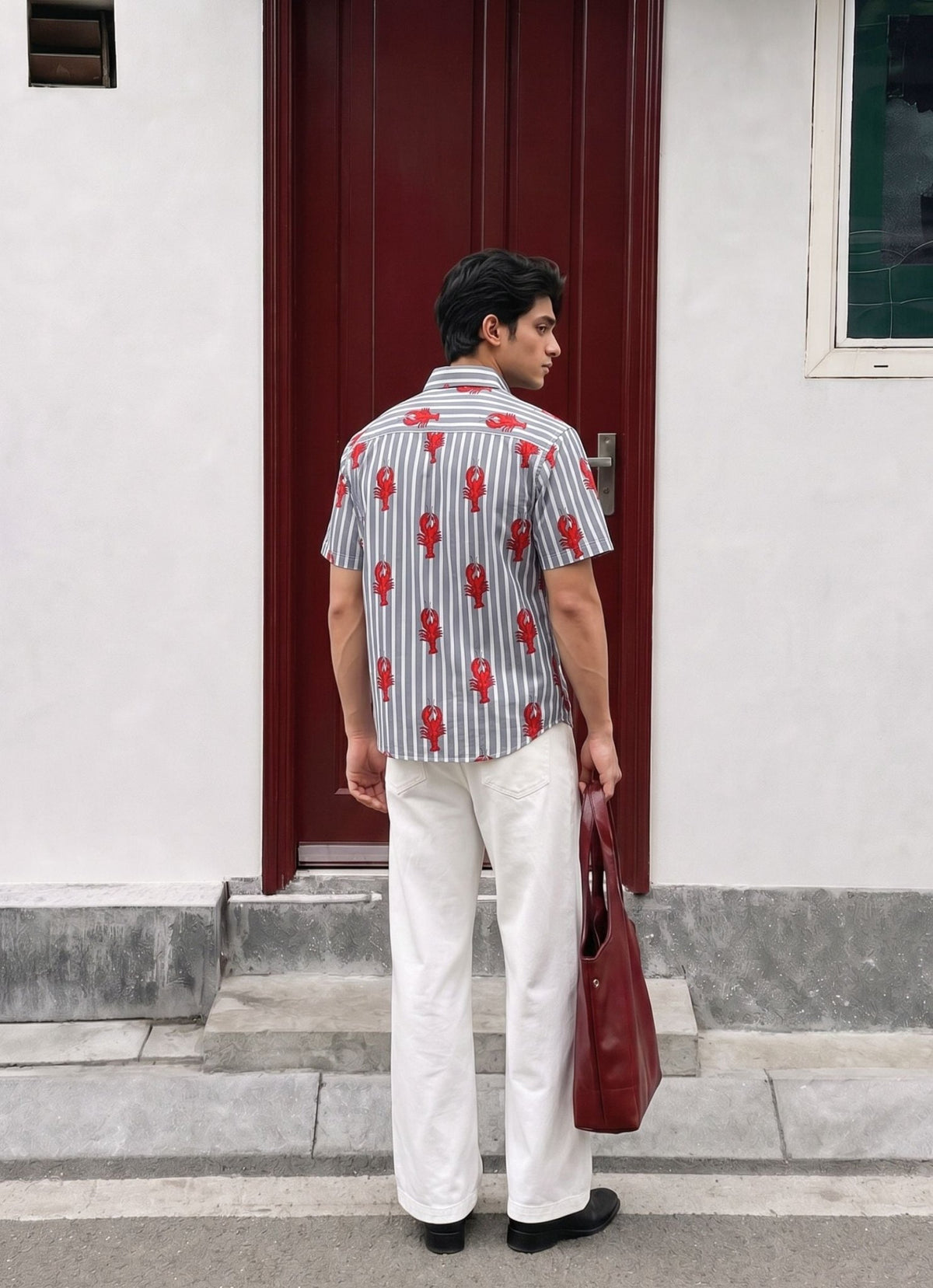Lobster Love – Printed Cotton Half Sleeve Shirt - Jaipuri Crown