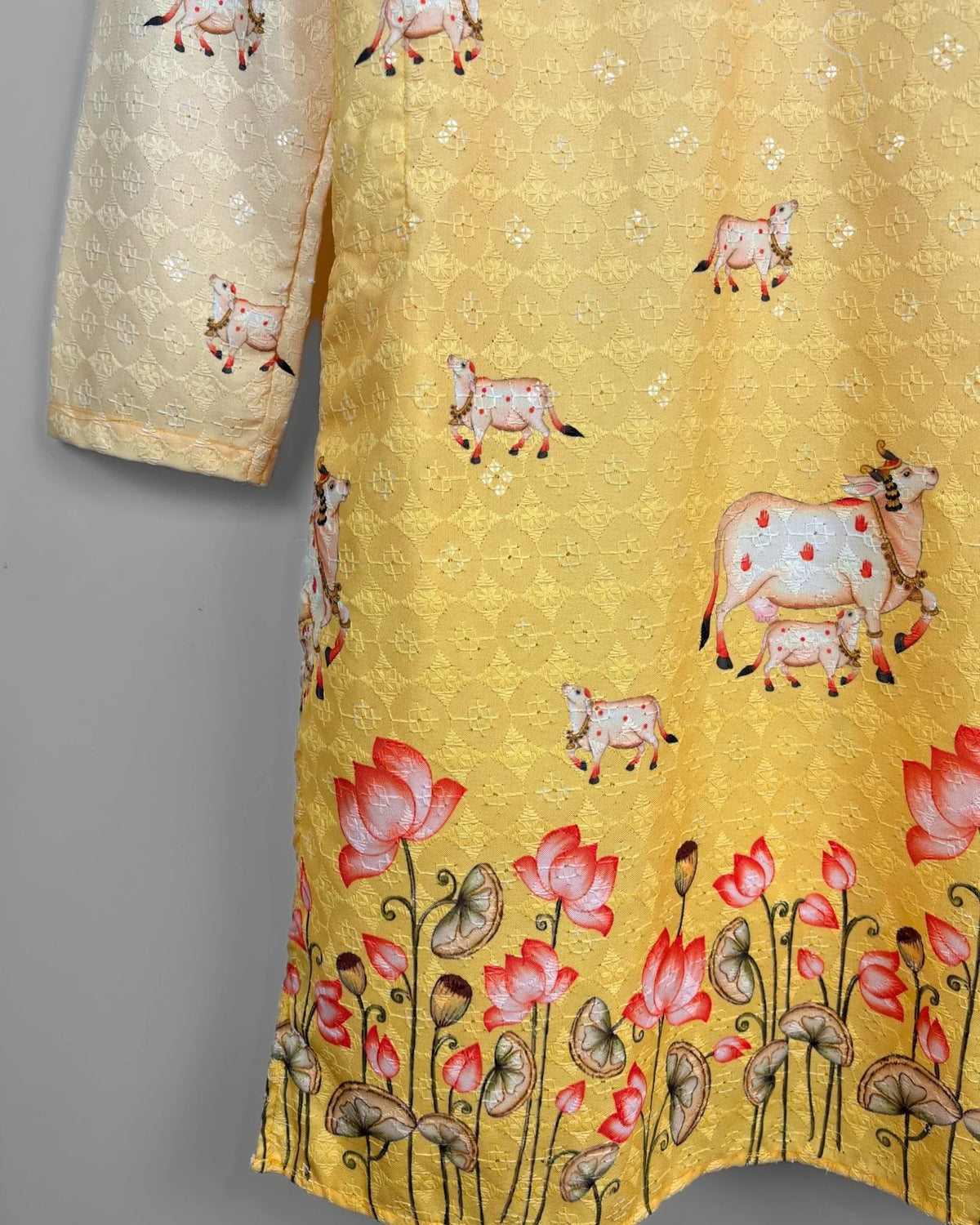 Lotus Radiance – Printed Lucknowi Kurta - Jaipuri Crown