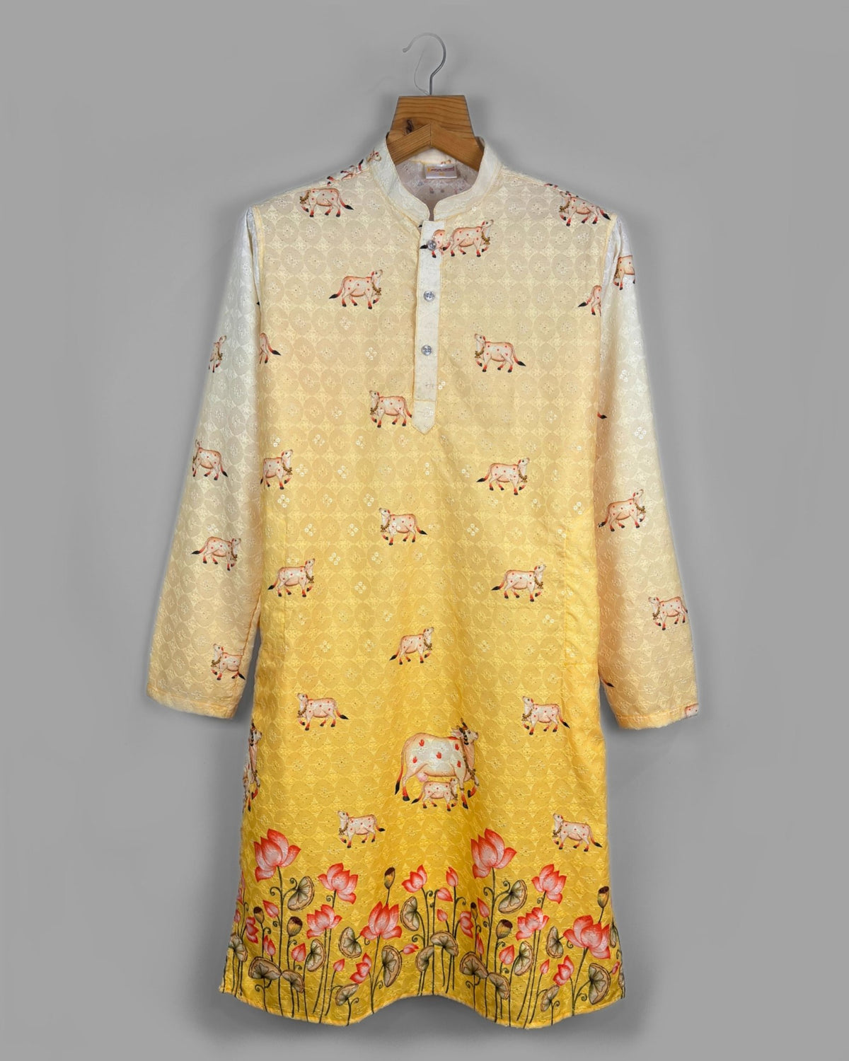 Lotus Radiance – Printed Lucknowi Kurta - Jaipuri Crown