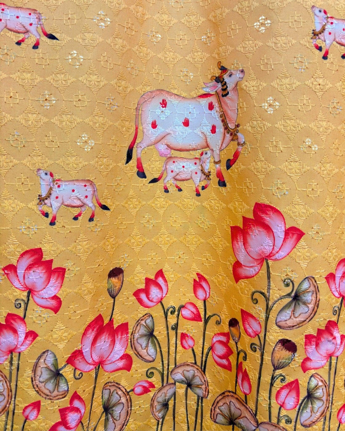 Lotus Radiance – Printed Lucknowi Kurta - Jaipuri Crown