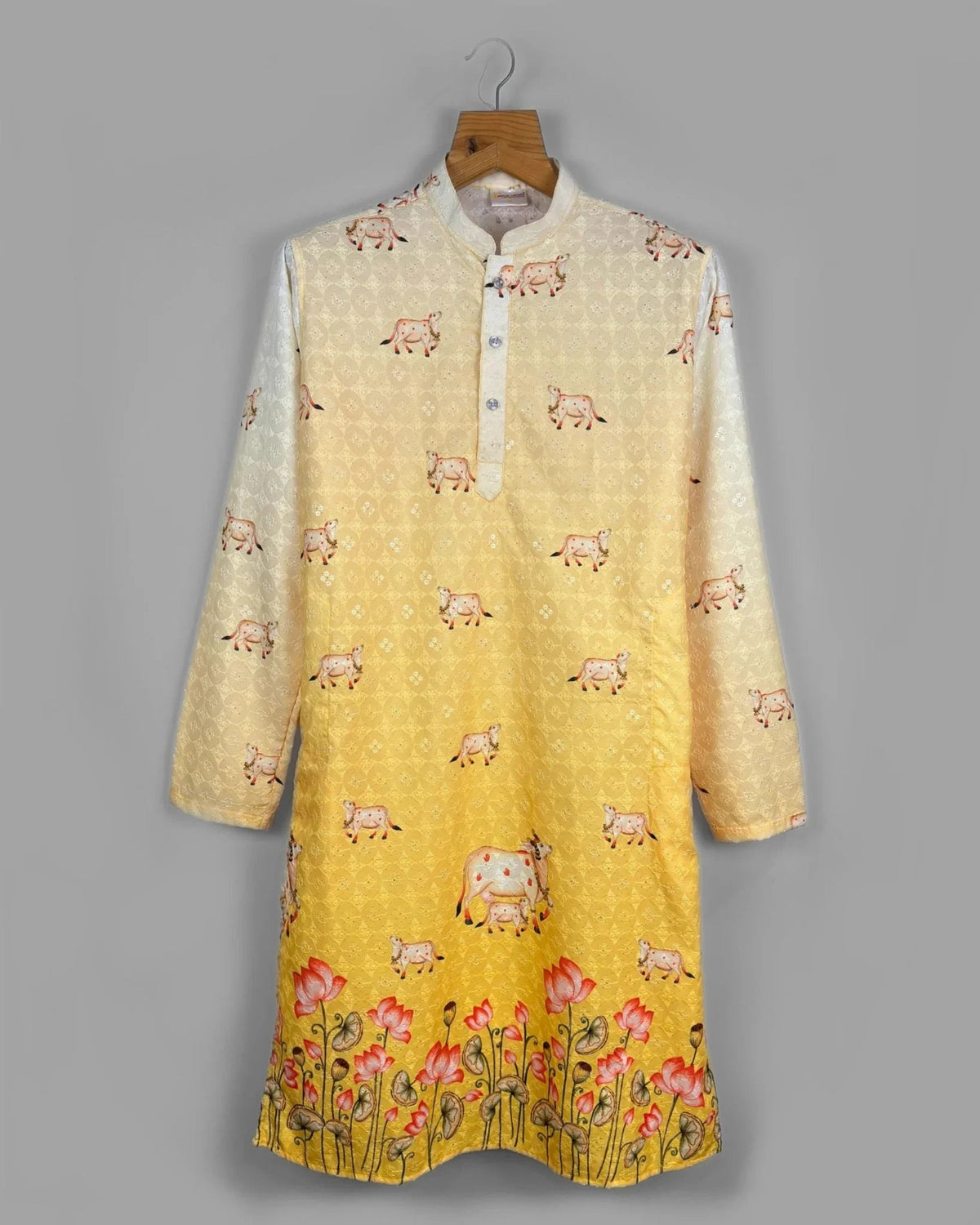 Lotus Radiance – Printed Lucknowi Kurta - Jaipuri Crown