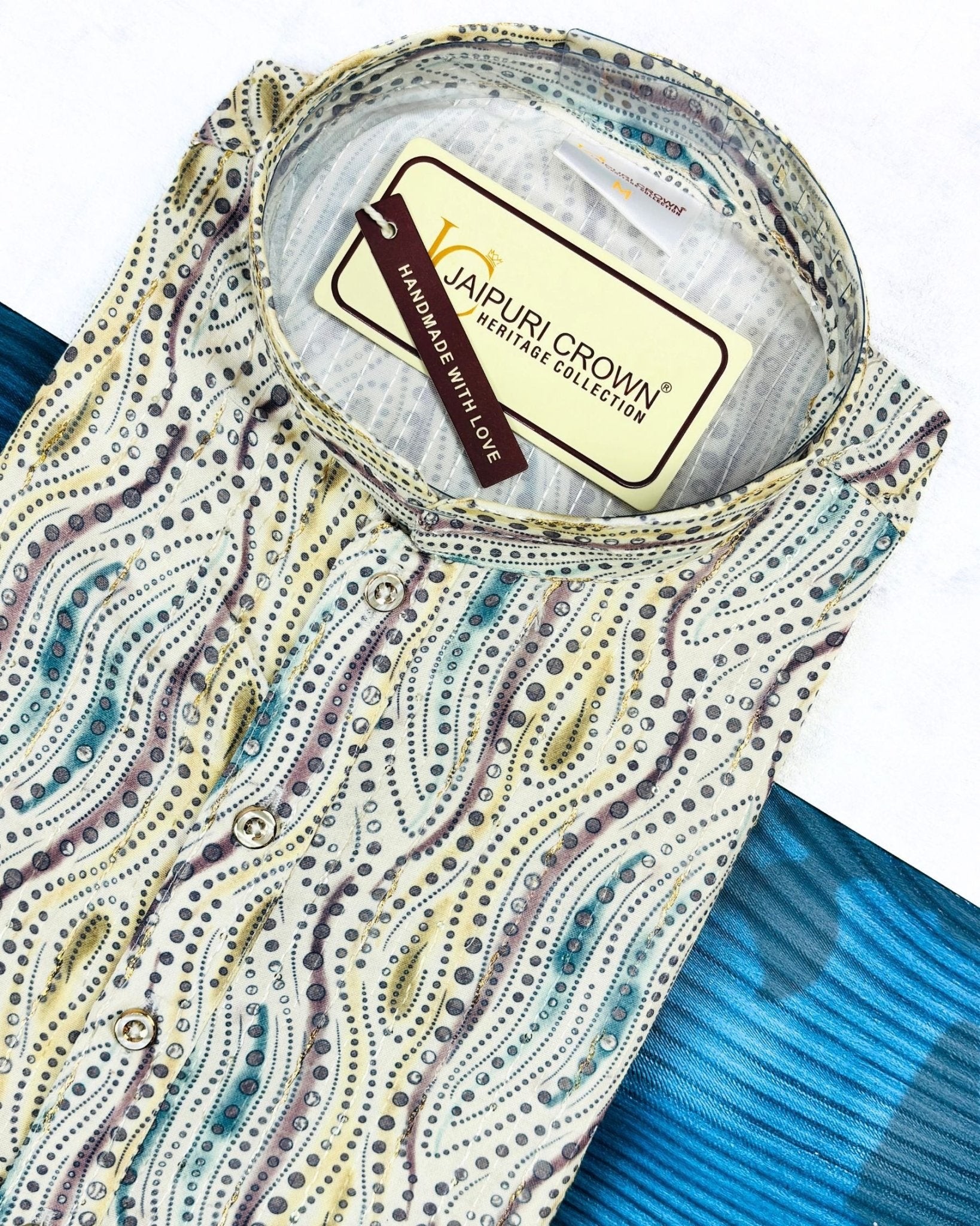 Luminous Golden Work Kurta - Jaipuri Crown