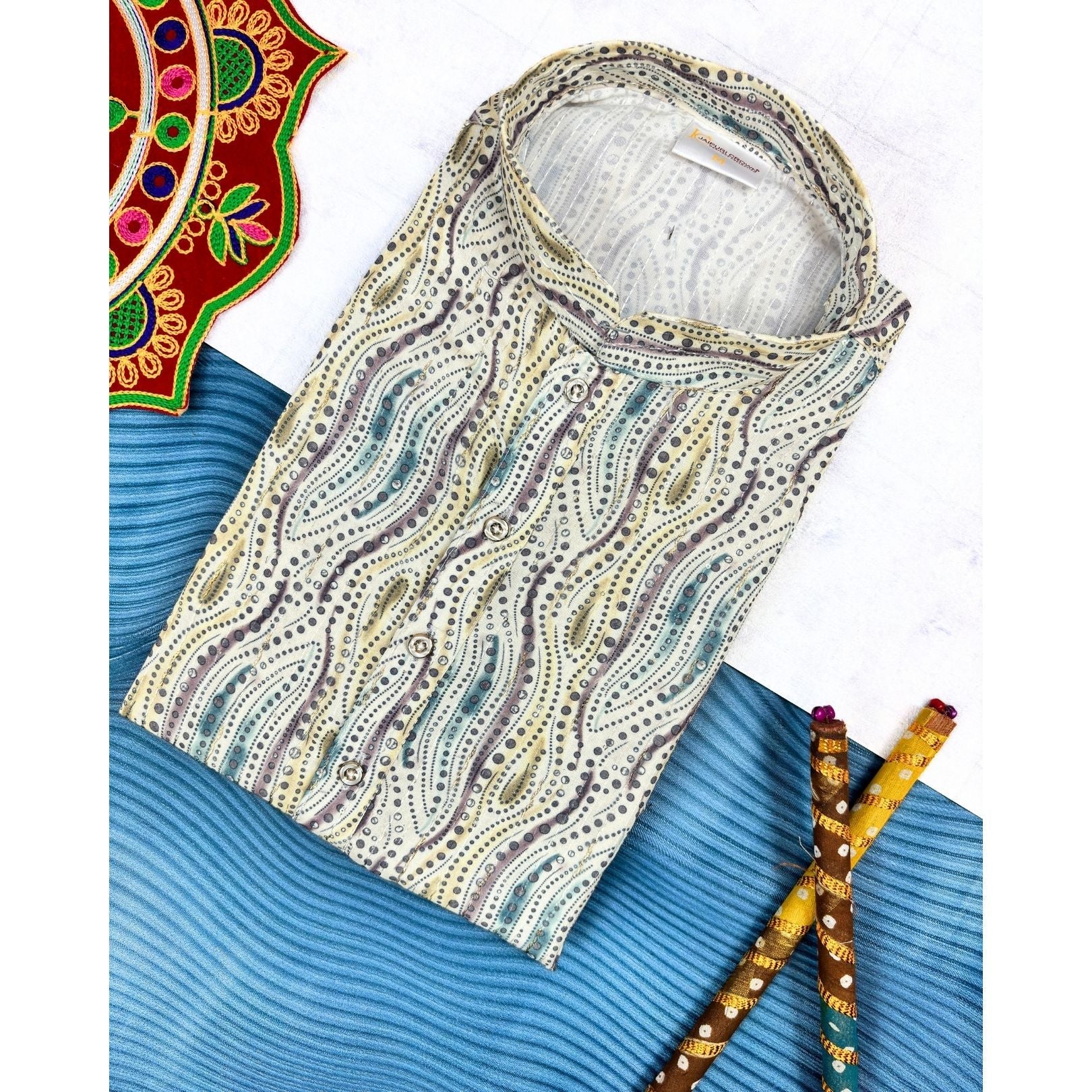 Luminous Golden Work Kurta - Jaipuri Crown