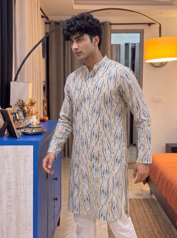Luminous Golden Work Kurta - Jaipuri Crown