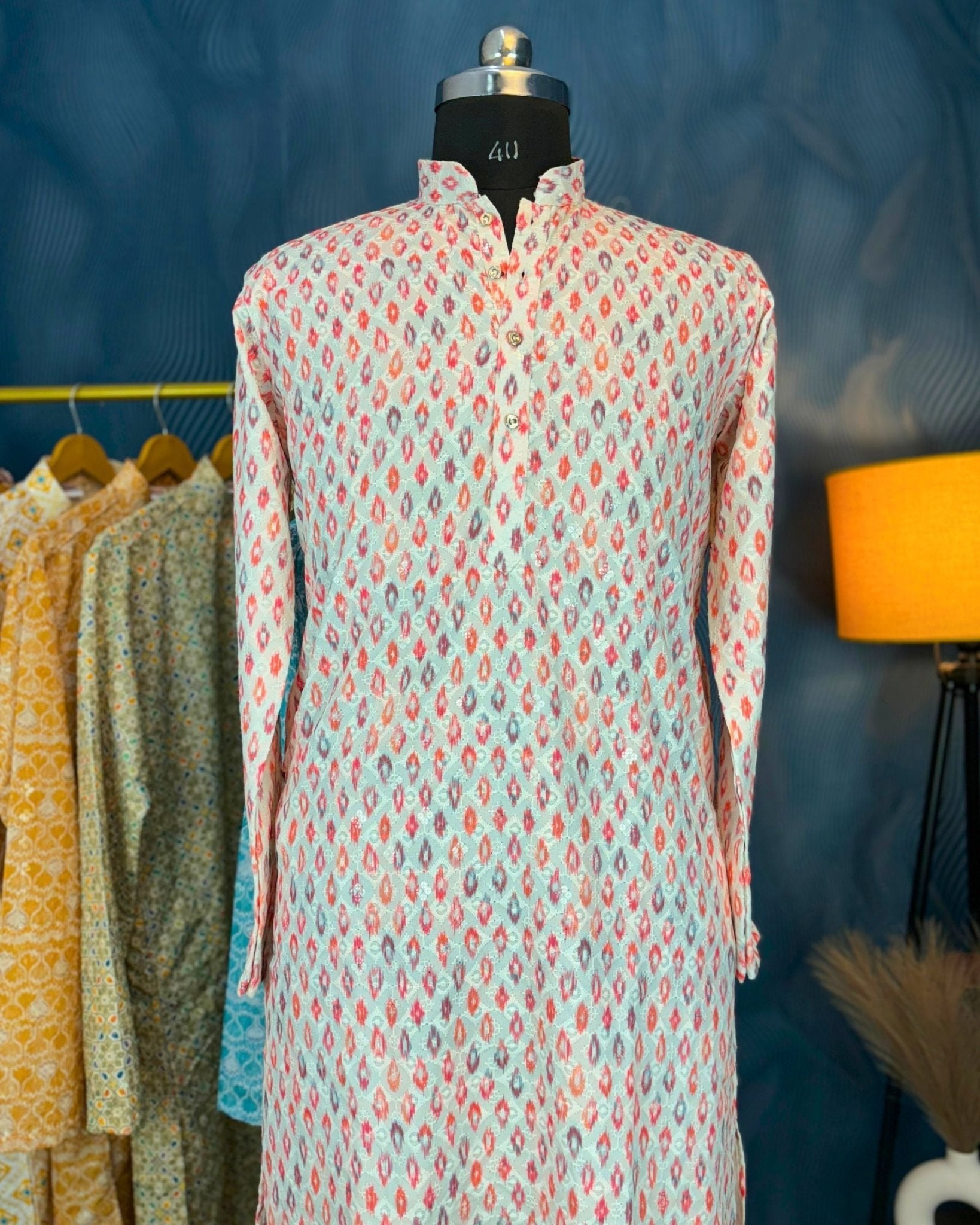 Majestic Marble Printed Lucknowi Kurta - Jaipuri Crown