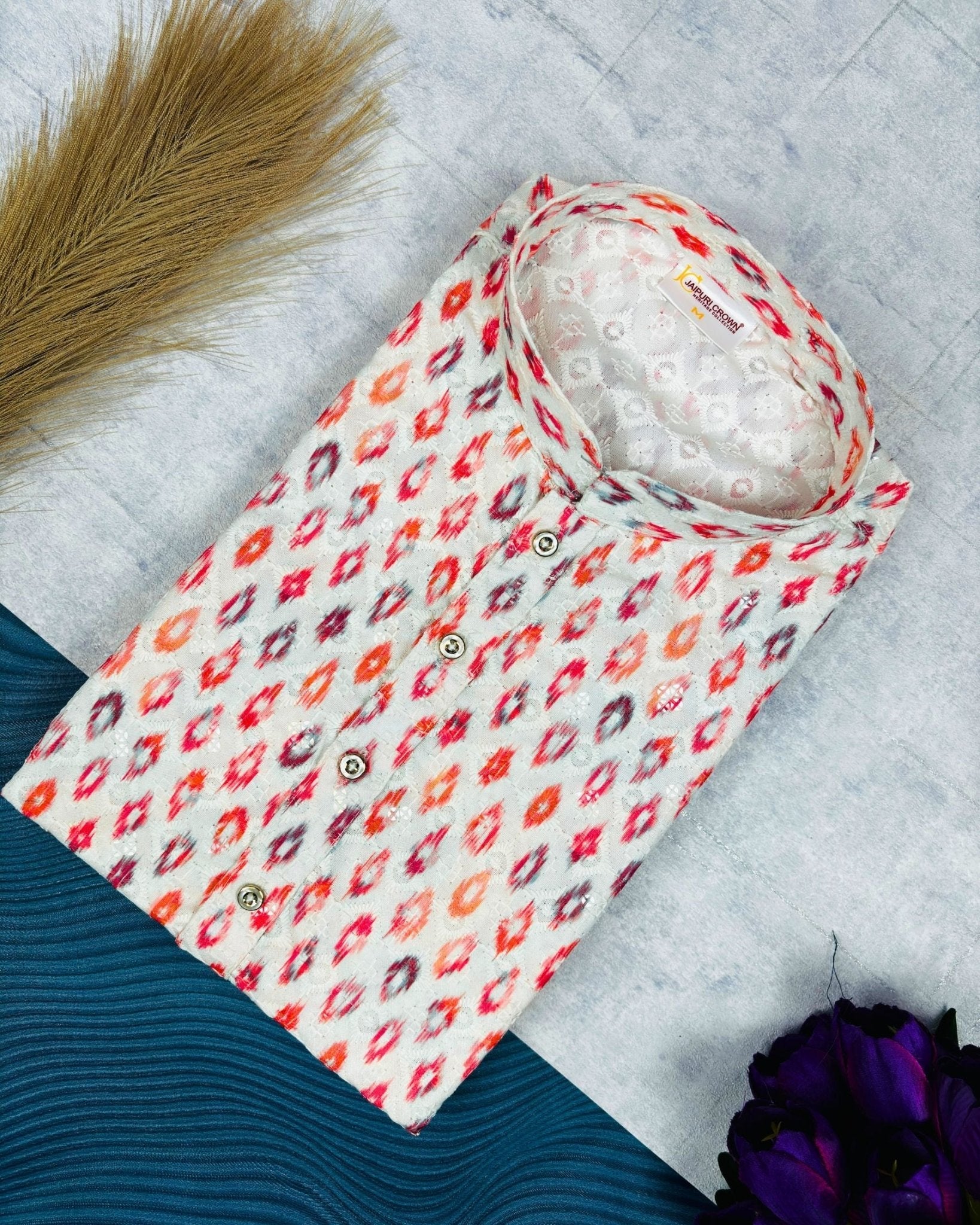 Majestic Marble Printed Lucknowi Kurta - Jaipuri Crown
