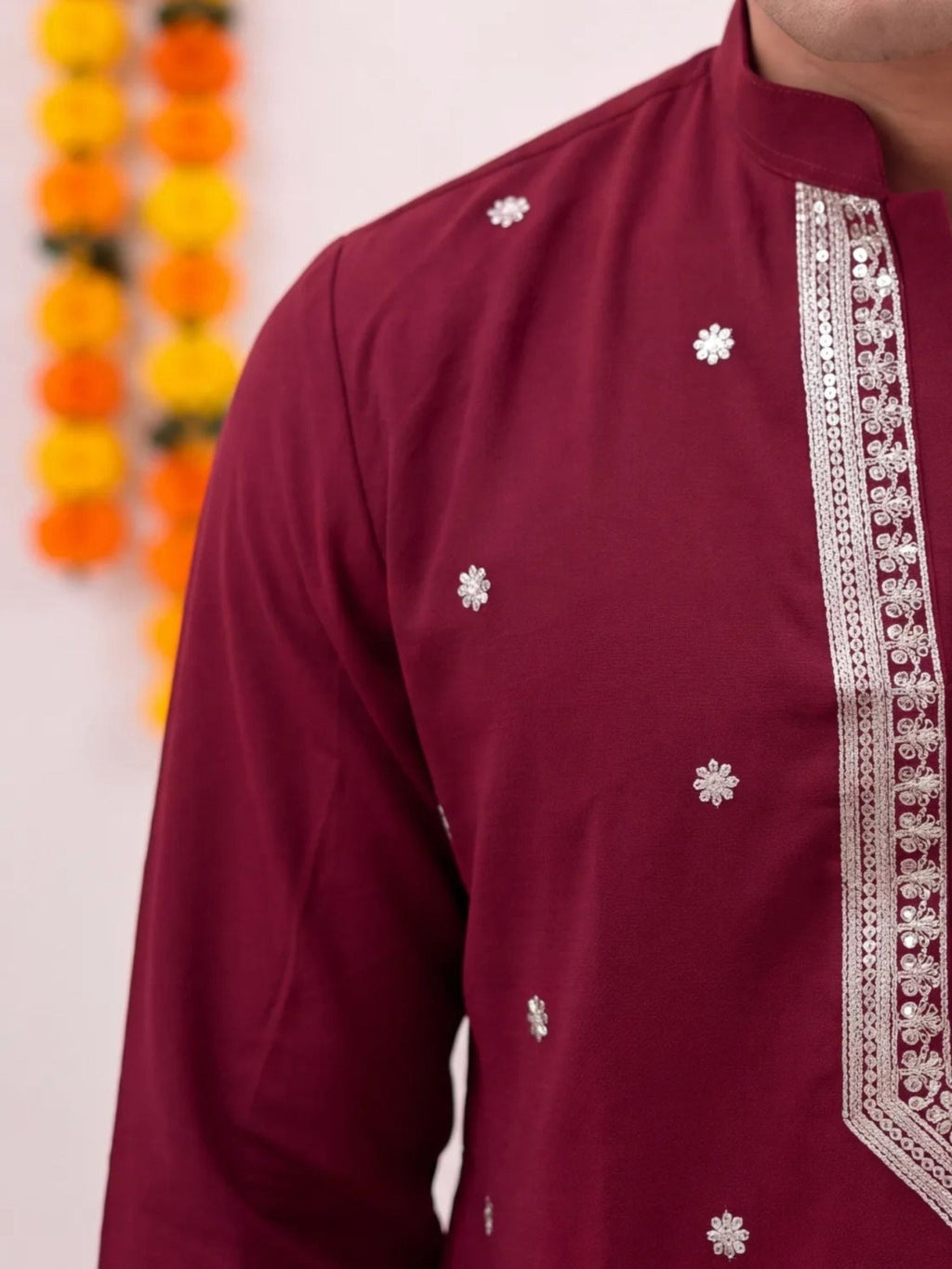 Maroon Floral Jaal – Cotton Designer Long Kurta - Jaipuri Crown