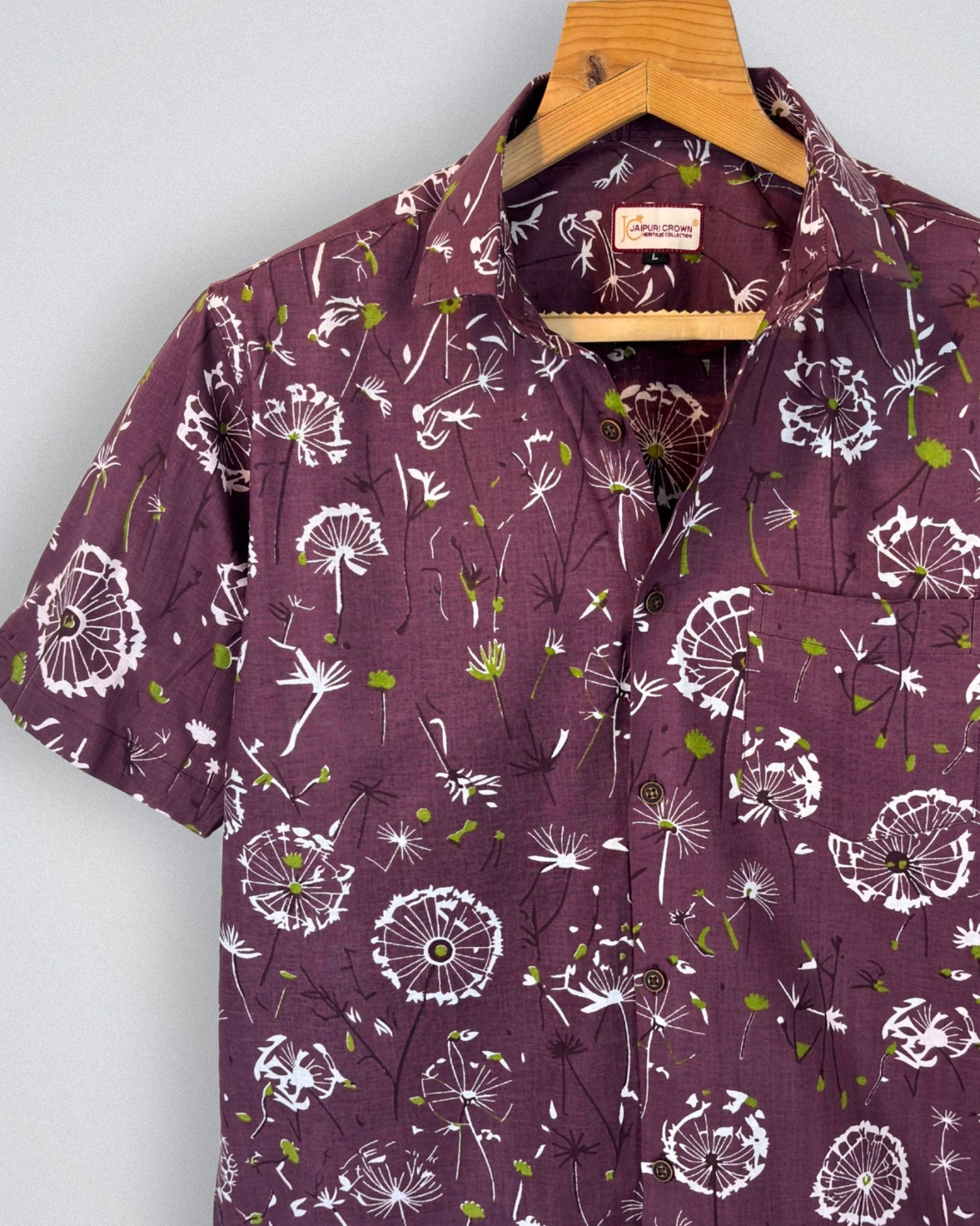 Maroon Meadow – Heritage Printed Cotton Half Sleeve - Jaipuri Crown